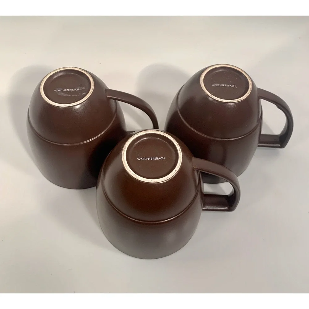 3 Waechtersbach DUO Mugs Azure Blue Coffee Cup Turquoise and Brown